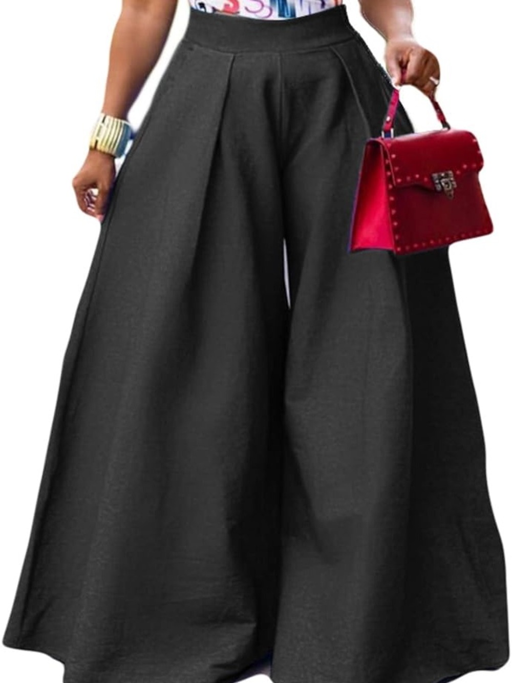 High-Waist Black Wide-Leg Palazzo Pants - Picture 2 of 3